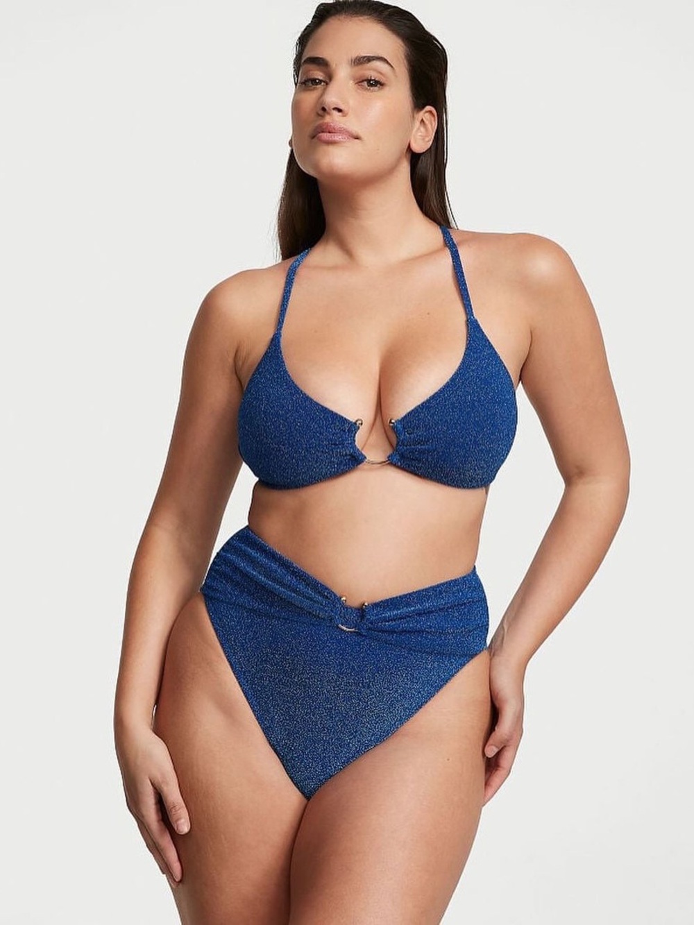 💙 Victoria's Secret Diver Blue Metallic High Waisted Bikini Set 💙